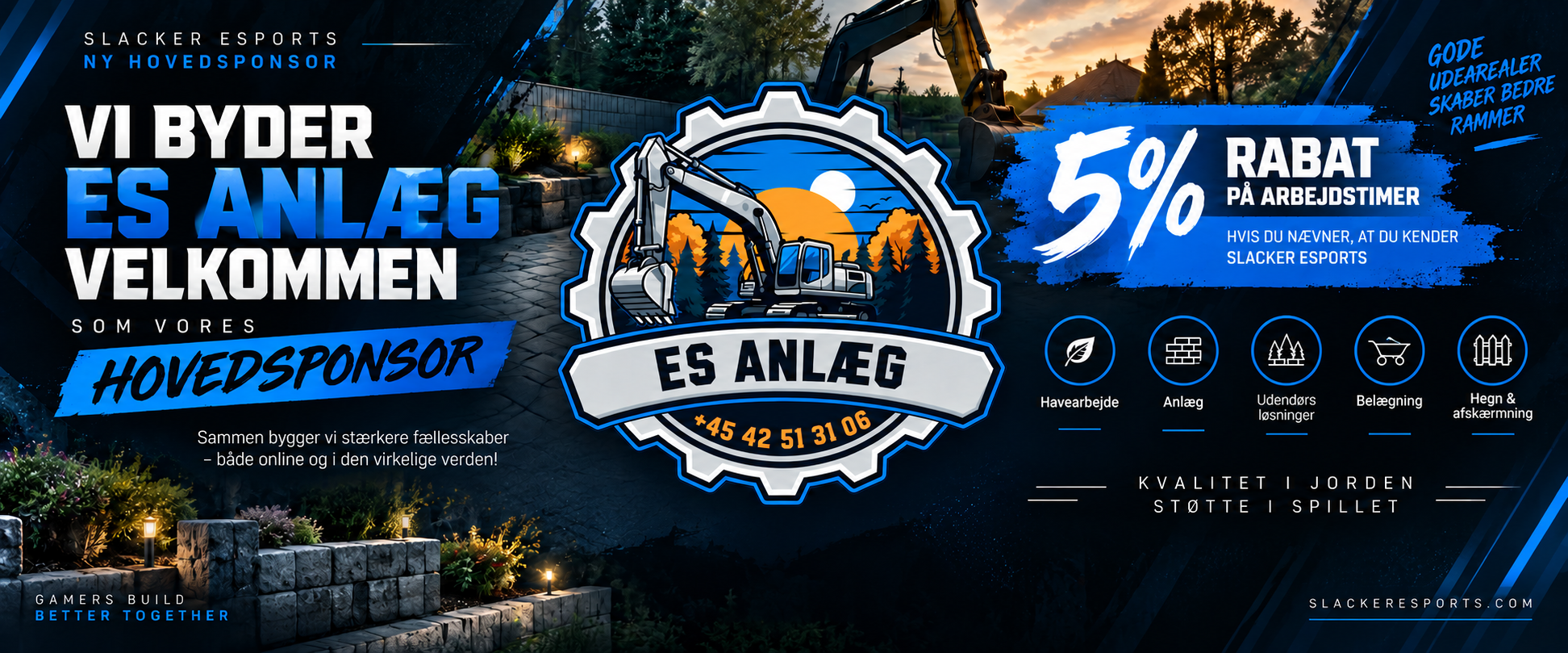ES ANLÆG BLIVER NY HOVEDSPONSOR FOR SLACKER ESPORTS